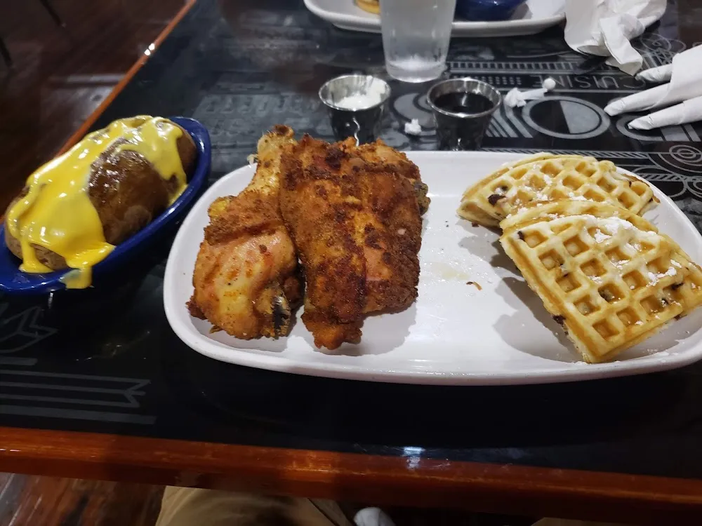 Kids Chicken and Waffles with Mashed Potatoes